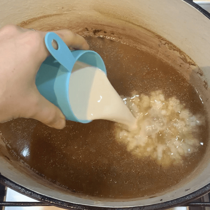 Adding soy milk to ramen stock