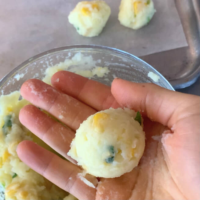 Roll potato mixture into balls