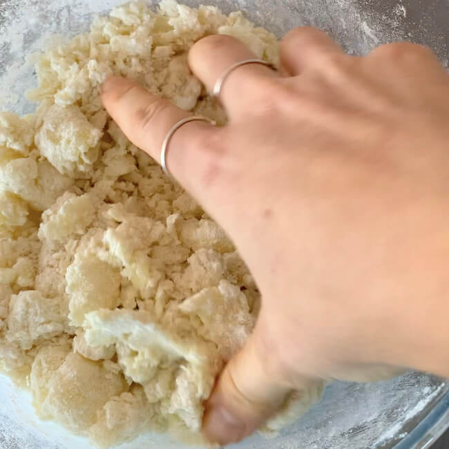 Incorporate potato and flour by hand