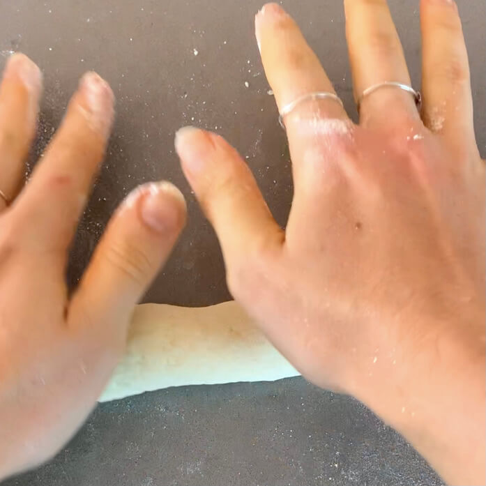 Gnocchi dough being rolled