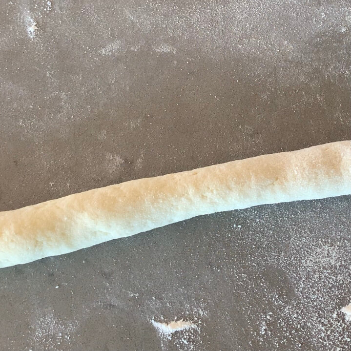 Gnocchi dough rolled