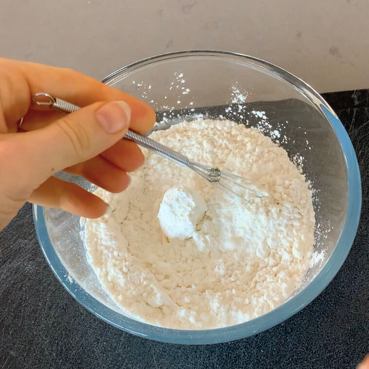 Mixing dry ingredients in a bowl