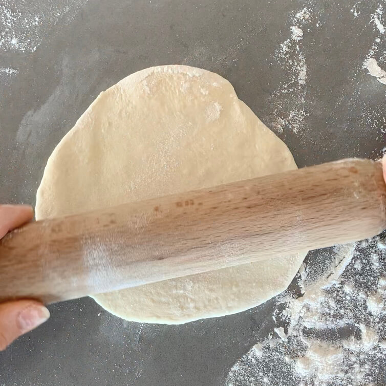 Rolling out dough with a rolling pin